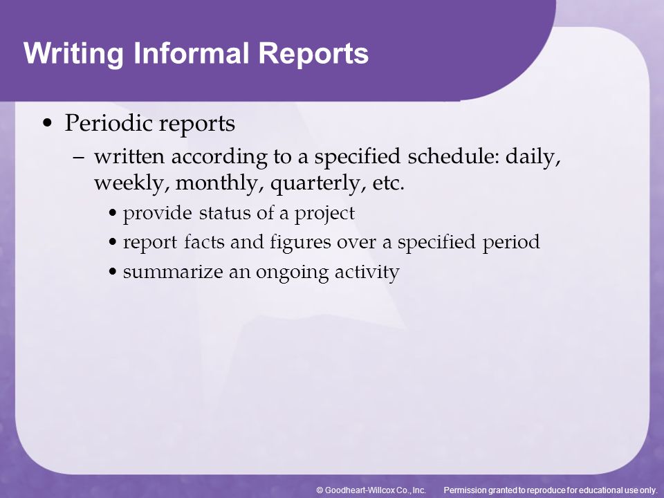 Written reports meaning