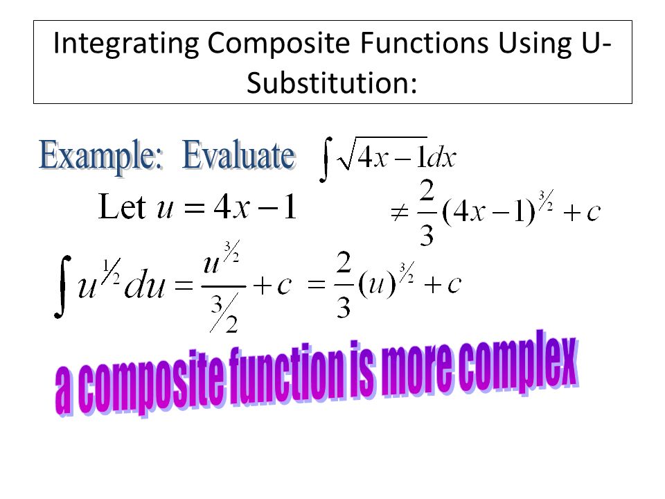Integrating Composite Functions Using U- Substitution: