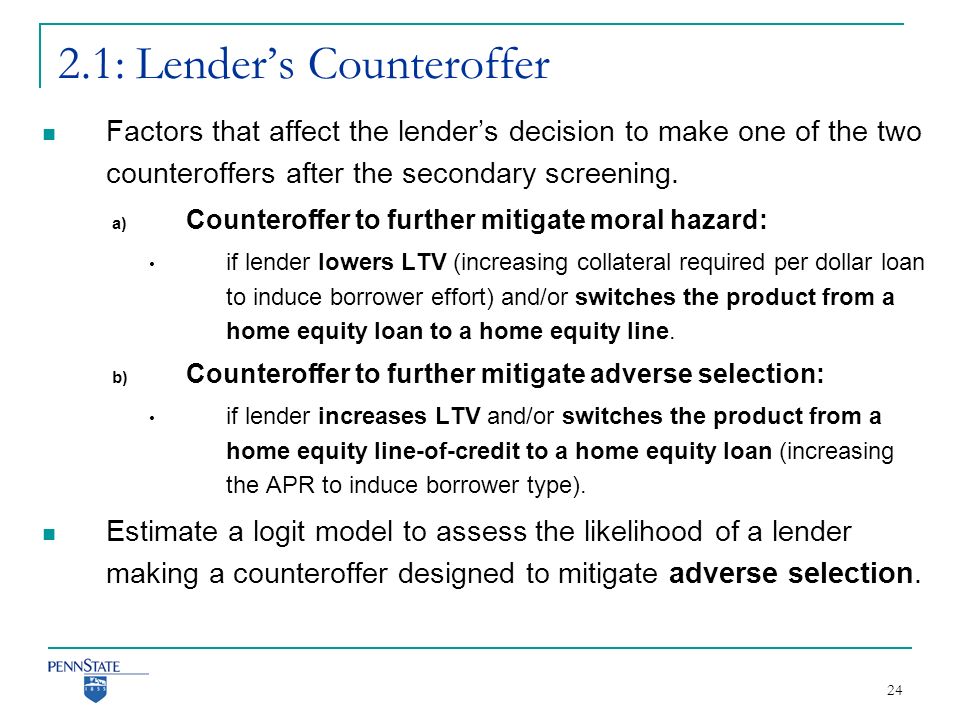 Model a home equity loan Model a home equity loan