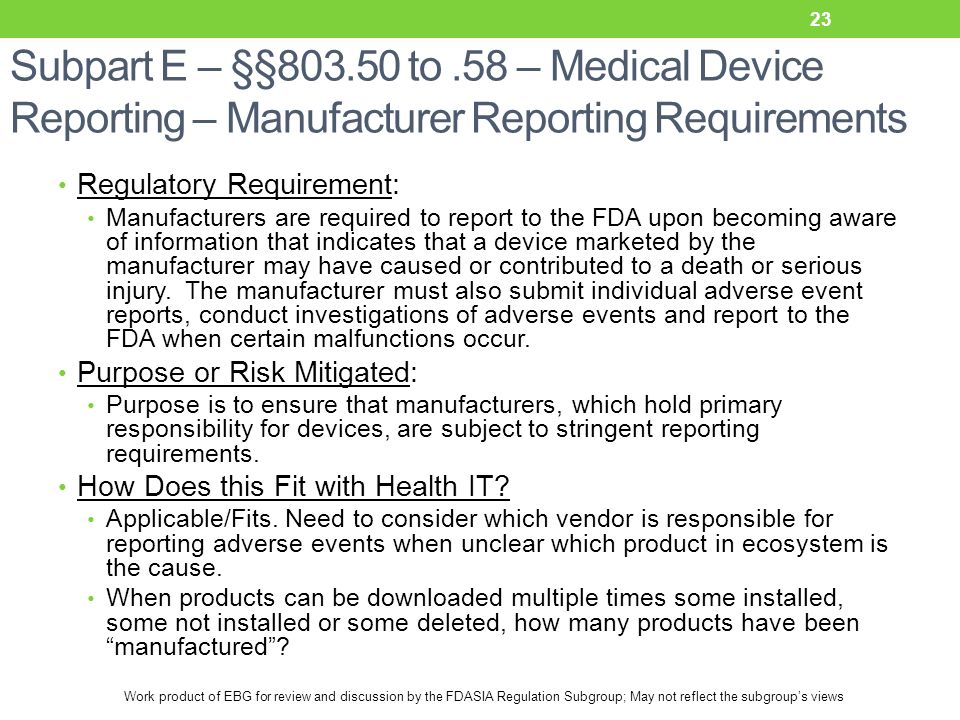 Fda medical device reporting annual user facility report