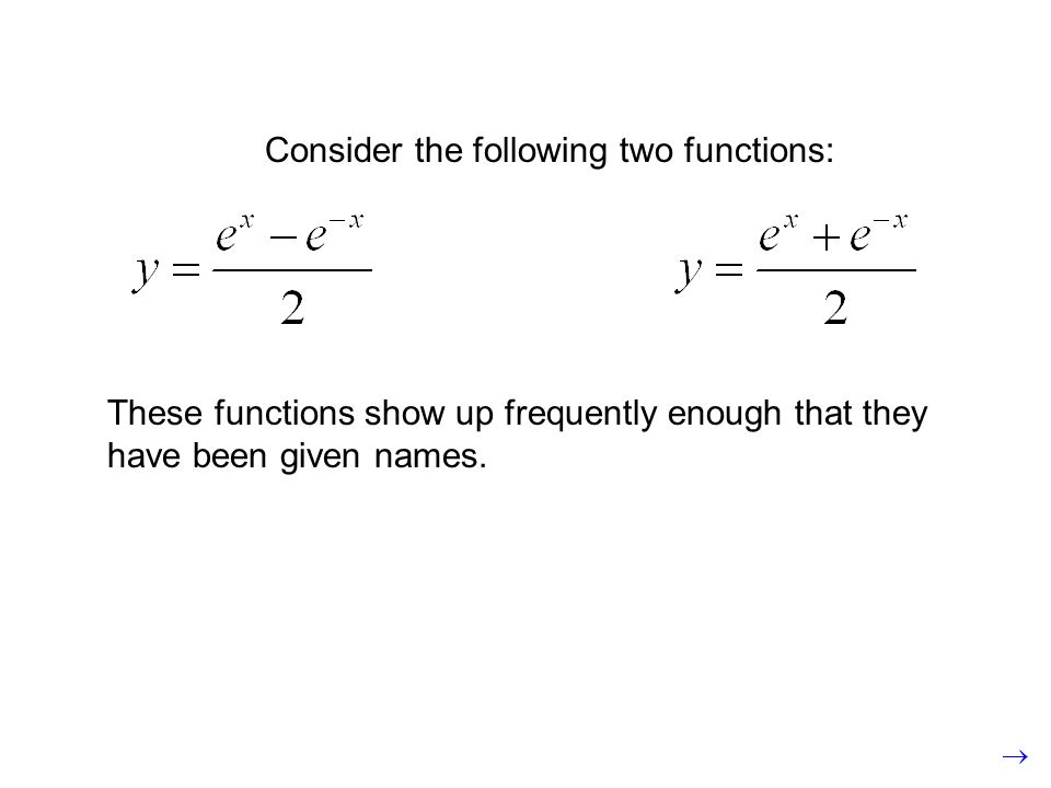 Consider the following two functions: These functions show up frequently enough that they have been given names.