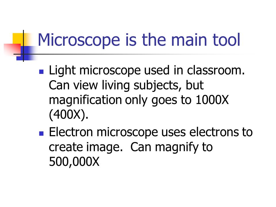 Microscope is the main tool Light microscope used in classroom.