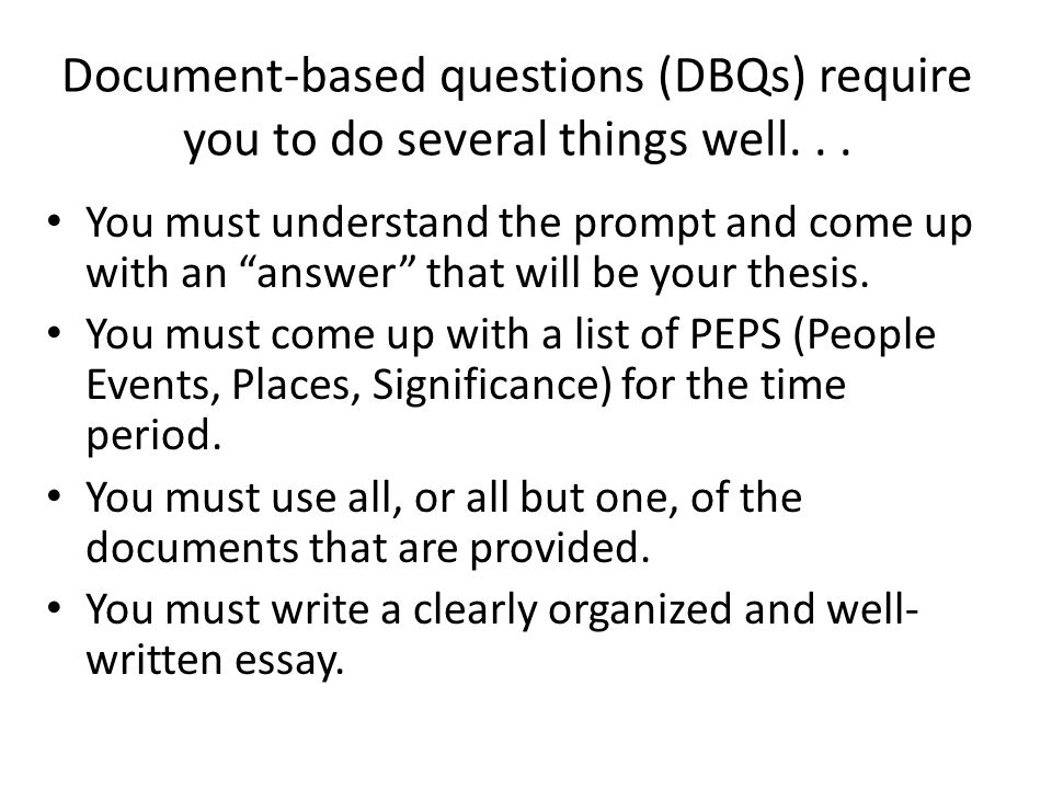 Dbq essay answers