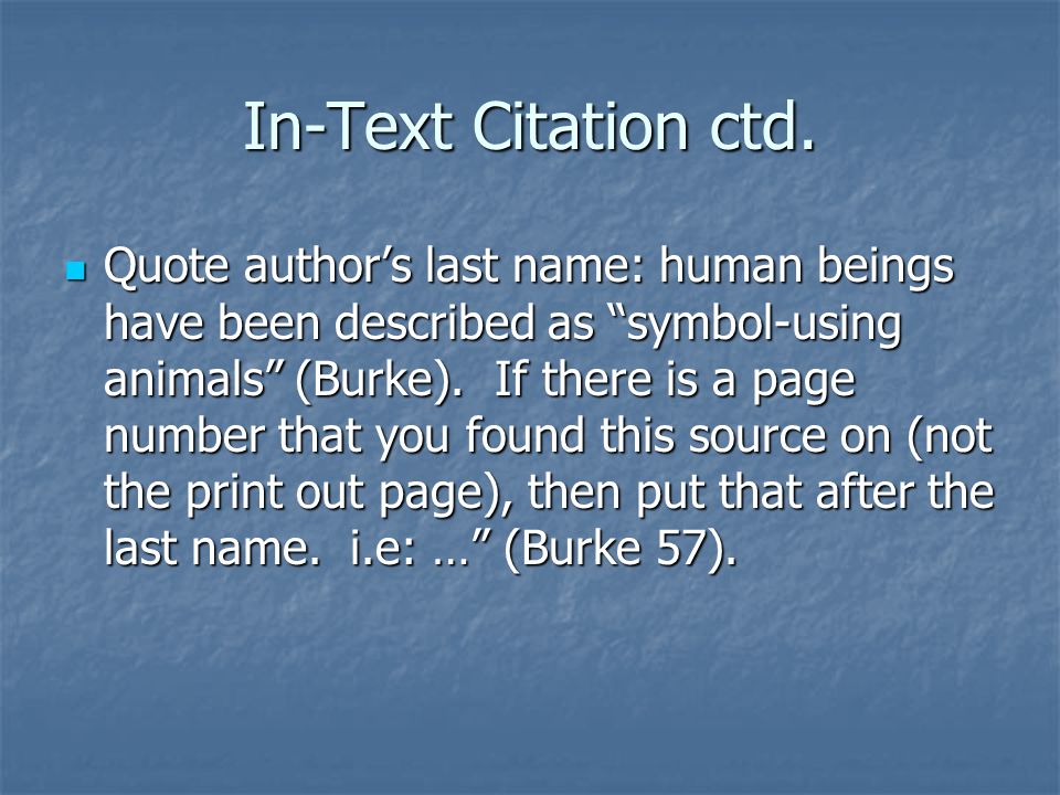 In-Text Citation ctd.