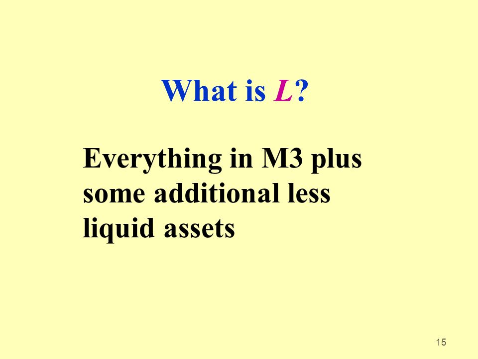 15 What is L Everything in M3 plus some additional less liquid assets