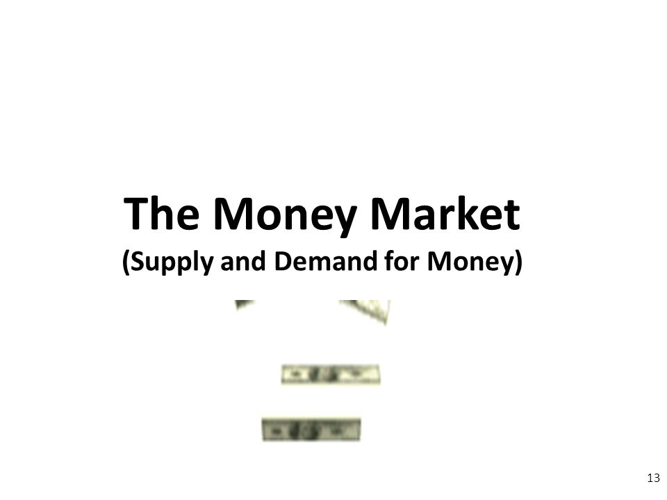 The Money Market (Supply and Demand for Money) 13