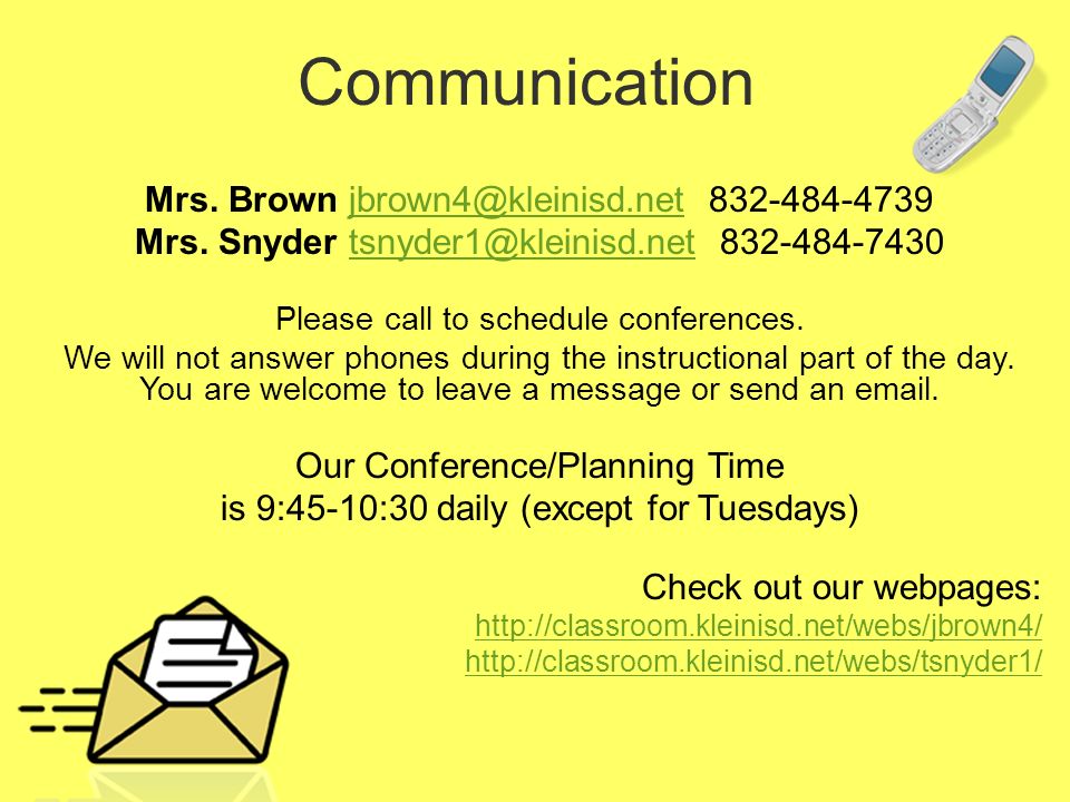 Communication Mrs. Brown  Mrs.