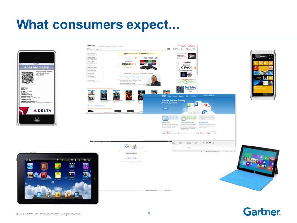 © 2014 Gartner, Inc. and/or its affiliates. All rights reserved. What consumers expect... 8