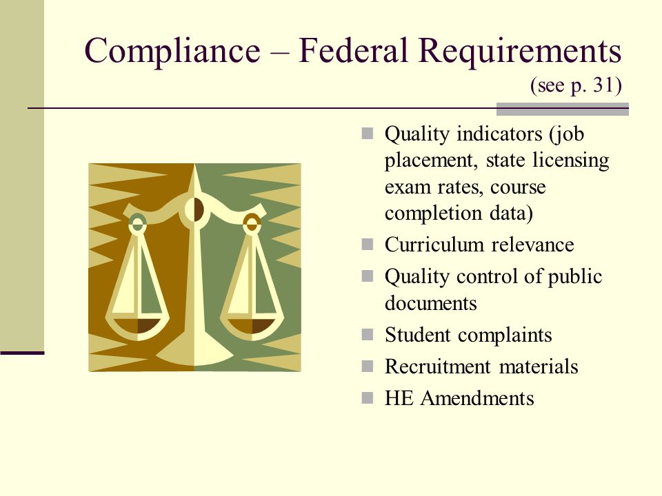 Compliance – Federal Requirements (see p.
