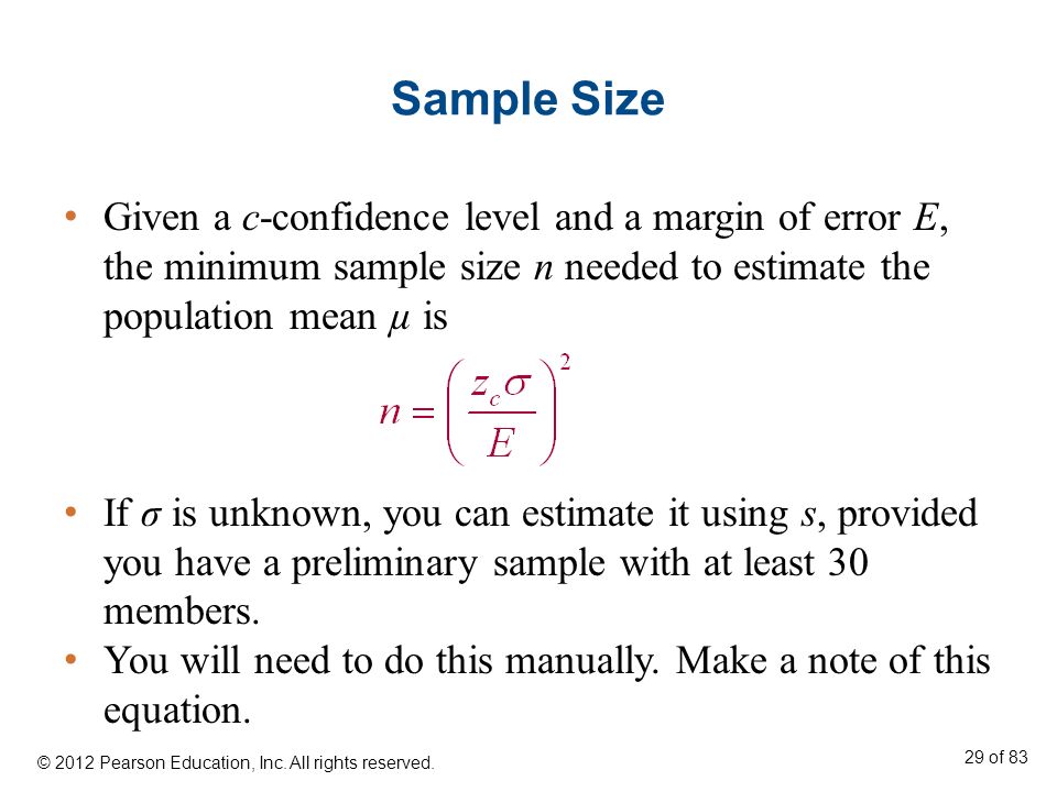 Equation For Margin Of Error Talkchannels Chapter Confidence Intervals 1 Of 83 6 2017 Pearson Education
