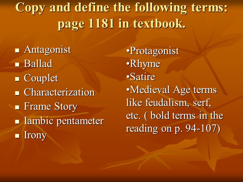 Copy and define the following terms: page 1181 in textbook.