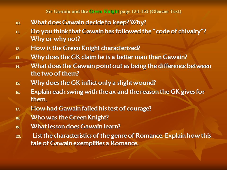 Sir Gawain and the Green Knight page (Glencoe Text) 10.