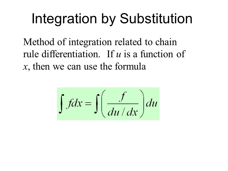 Integration by Substitution Method of integration related to chain rule differentiation.