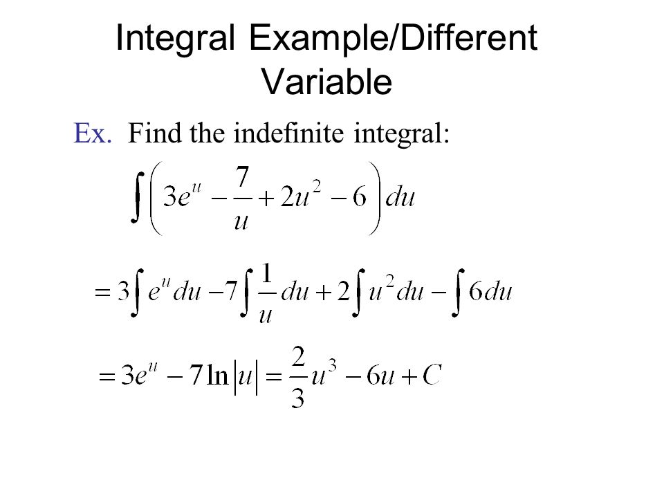 Integral Example/Different Variable Ex. Find the indefinite integral: