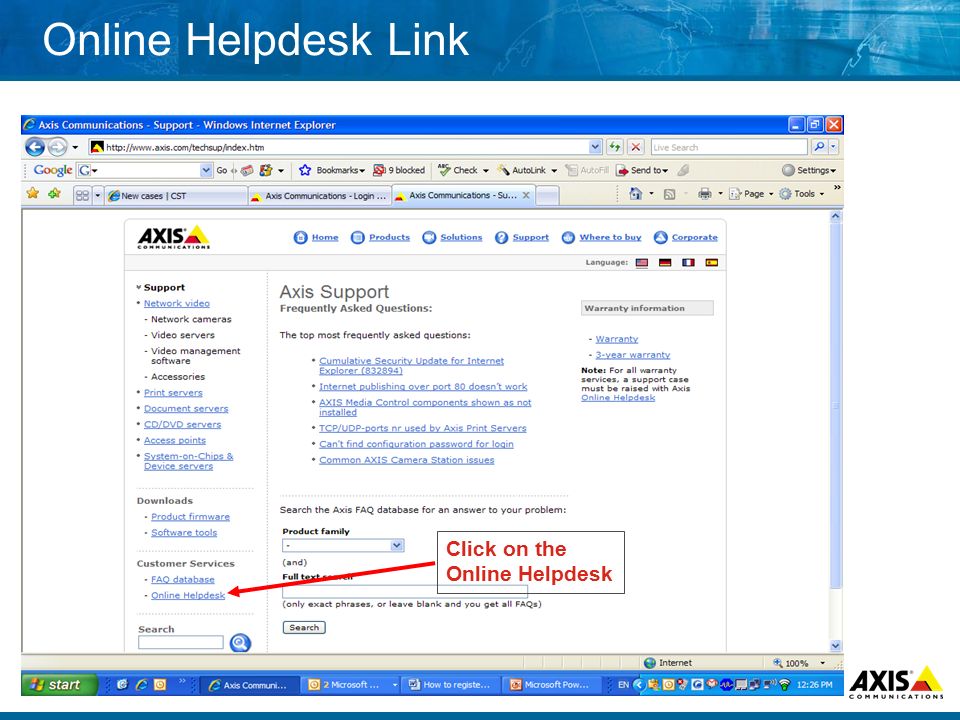 Click on the Online Helpdesk Online Helpdesk Link