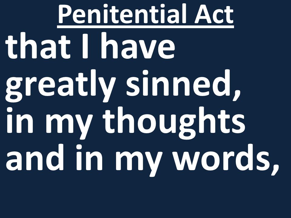that I have greatly sinned, in my thoughts and in my words, Penitential Act
