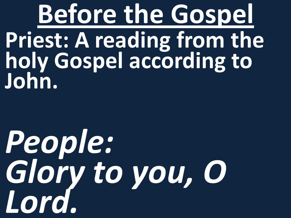 Priest: A reading from the holy Gospel according to John.