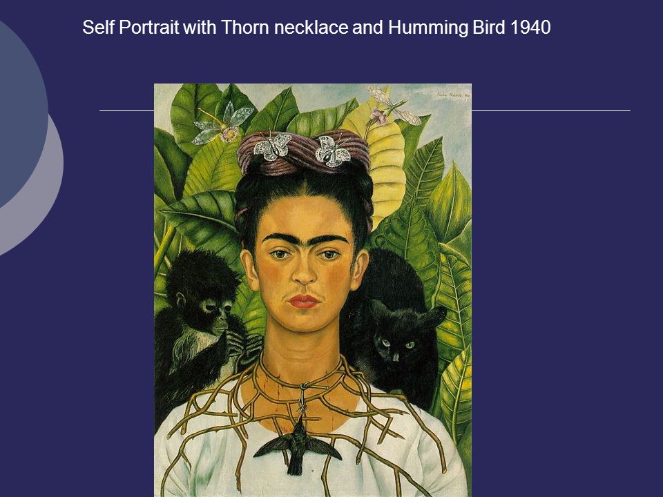 Self Portrait with Thorn necklace and Humming Bird 1940