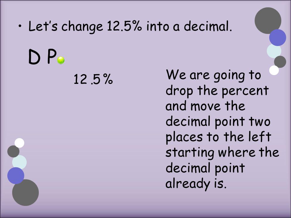 Let’s change 12.5% into a decimal