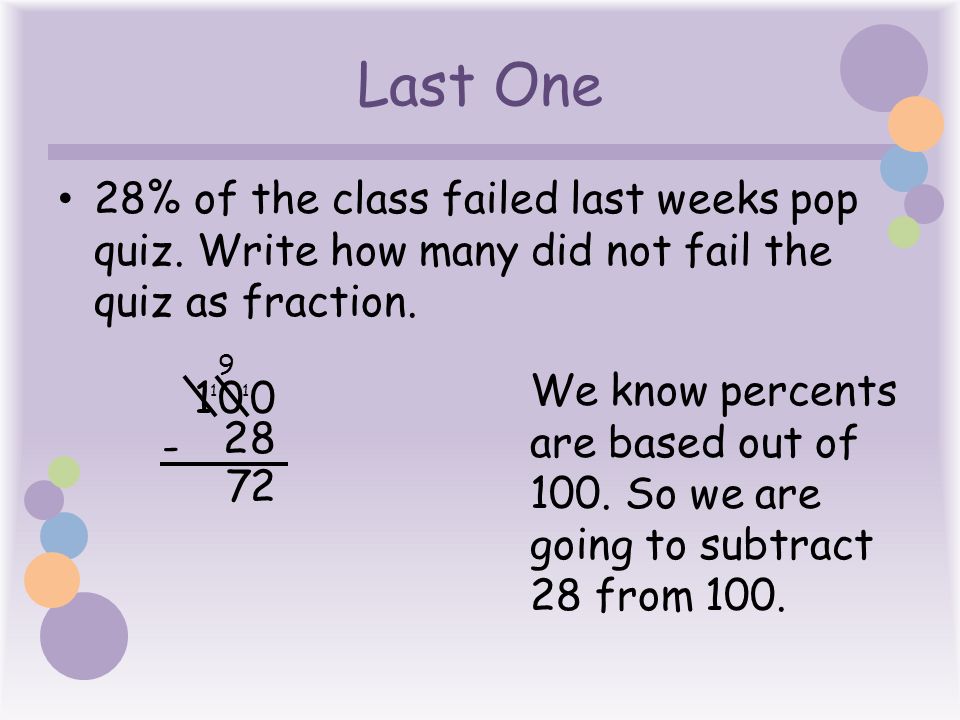 Last One 28% of the class failed last weeks pop quiz.