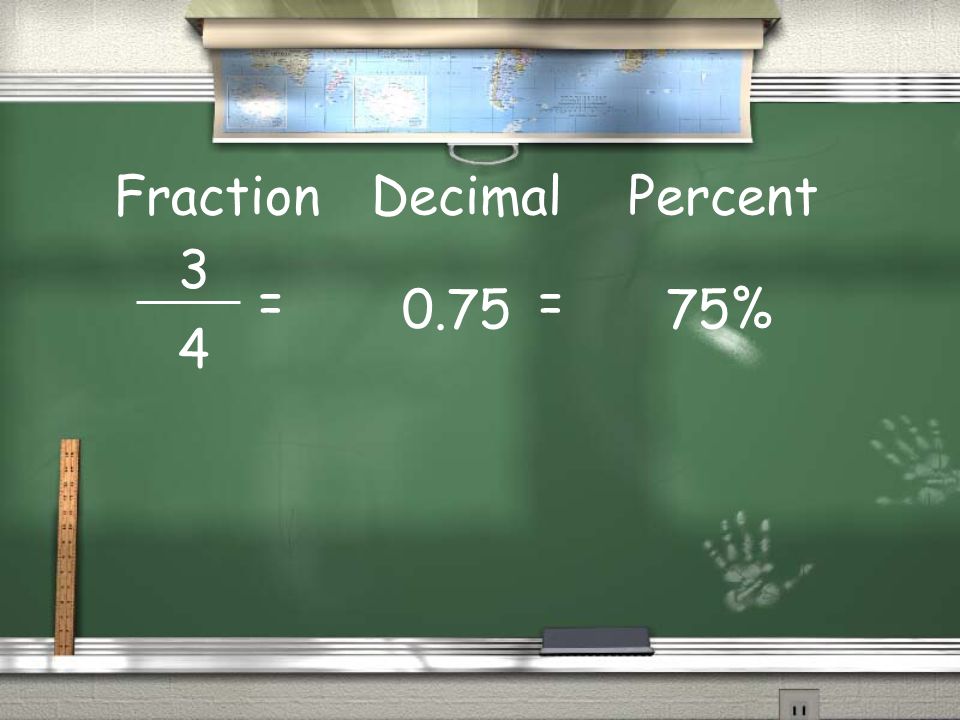 0.7575% == Fraction Decimal Percent 3 4
