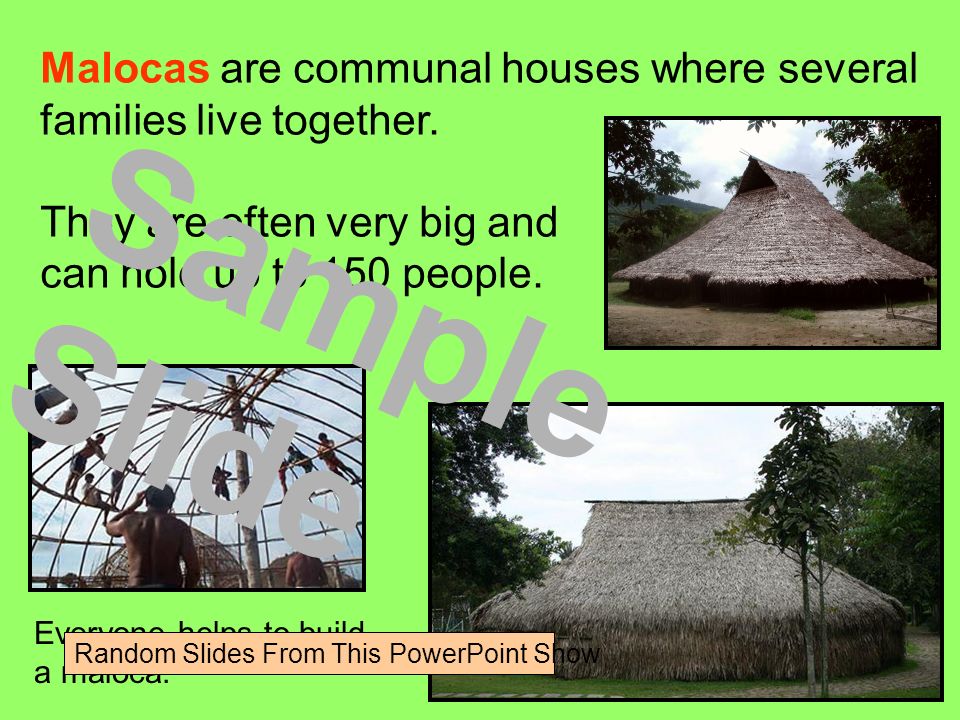 Malocas are communal houses where several families live together.