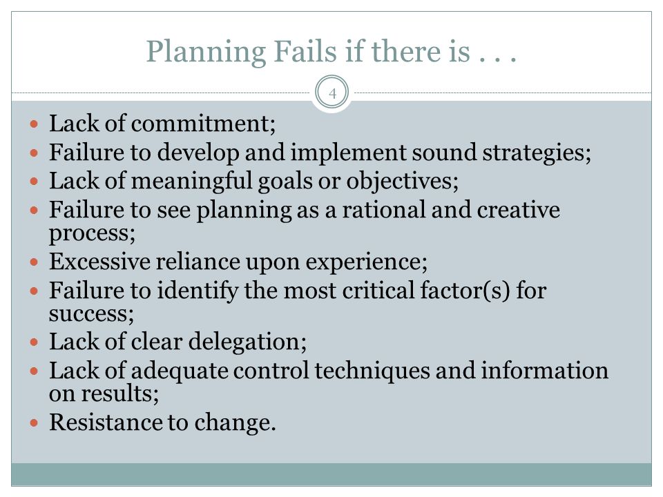 Planning Fails if there is...