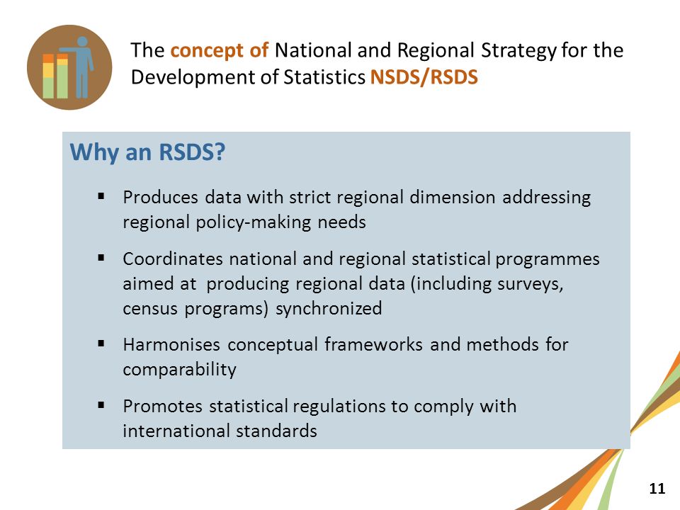 11 The concept of National and Regional Strategy for the Development of Statistics NSDS/RSDS Why an RSDS.