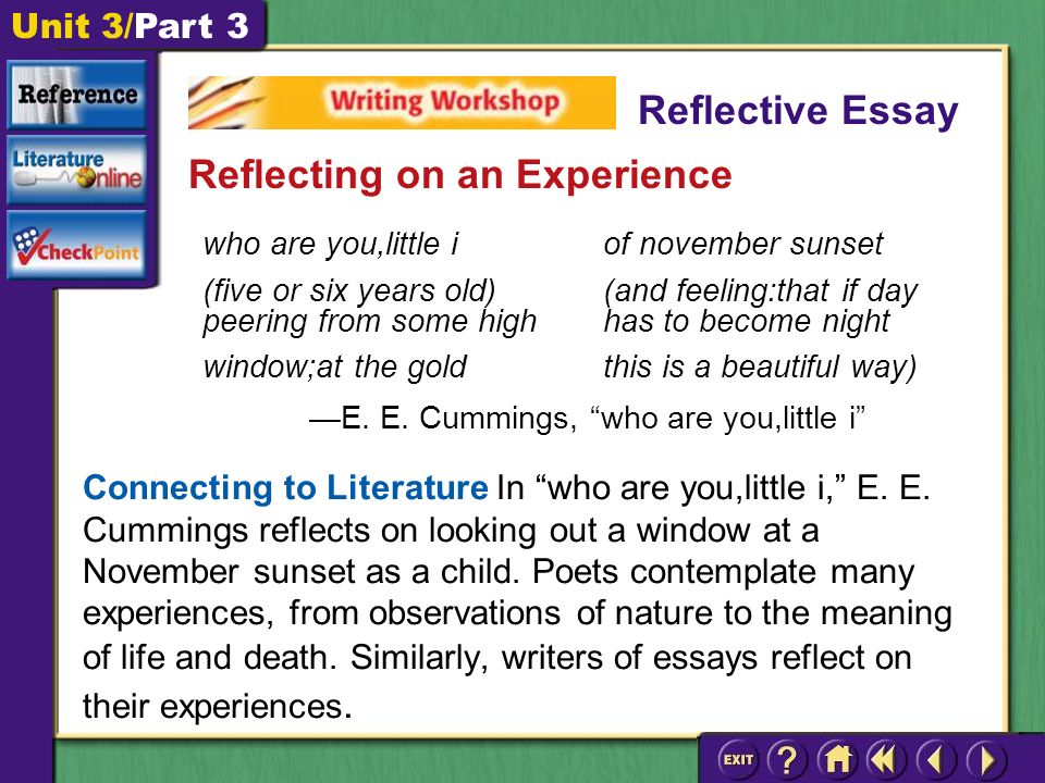 Unit 3/Part 3 Connecting to Literature In who are you,little i, E.