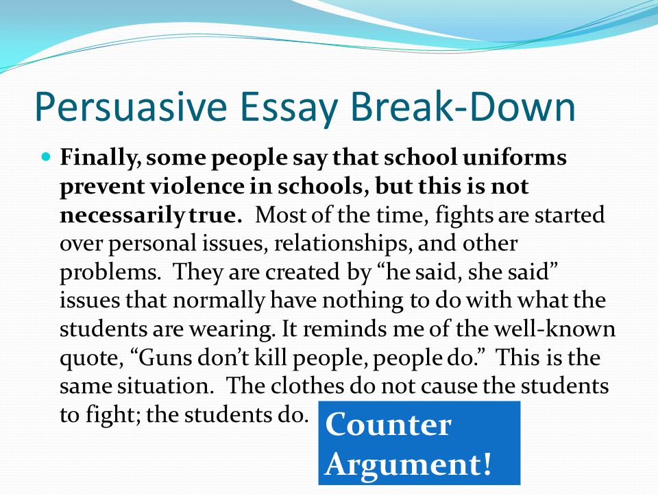 Persuasive Essay Uniforms