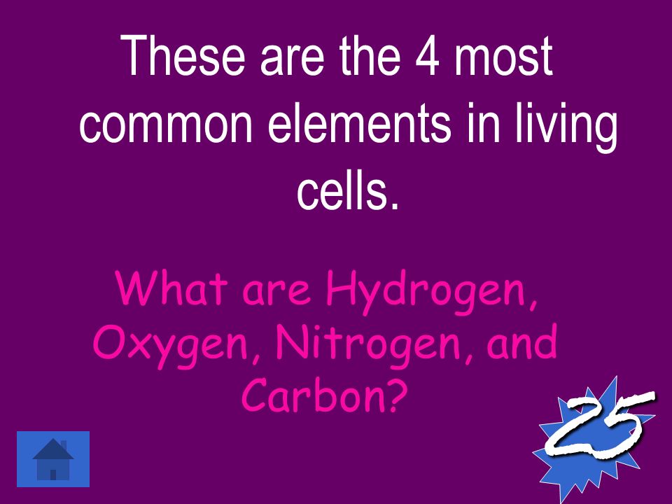 These are the 4 most common elements in living cells.