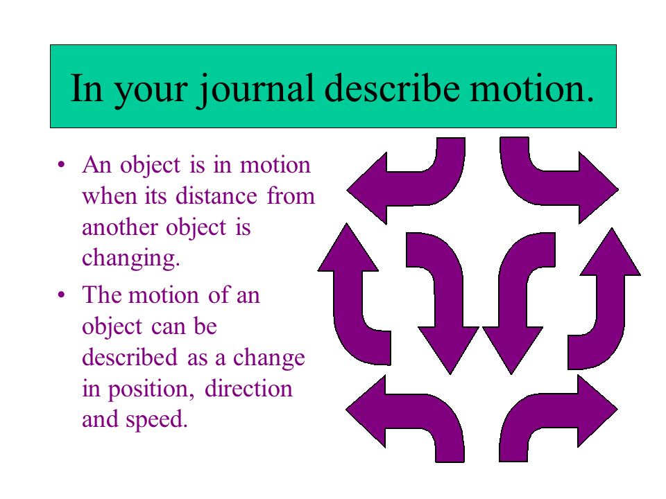 In your journal describe motion.