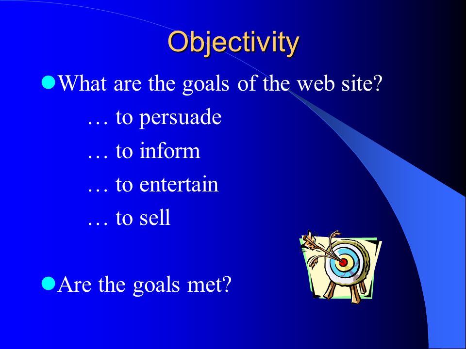 Objectivity What are the goals of the web site.