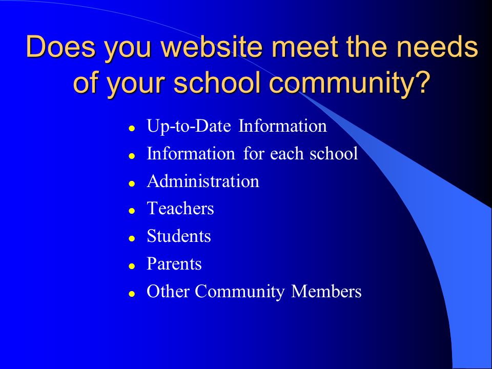 Does you website meet the needs of your school community.