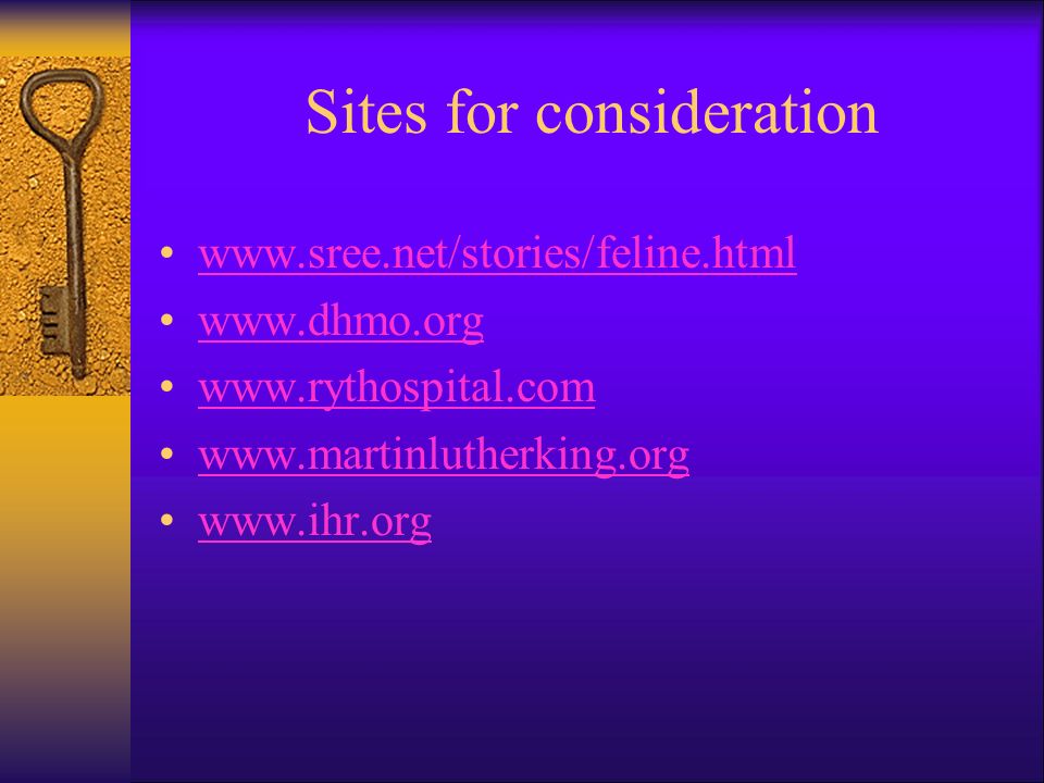 Sites for consideration