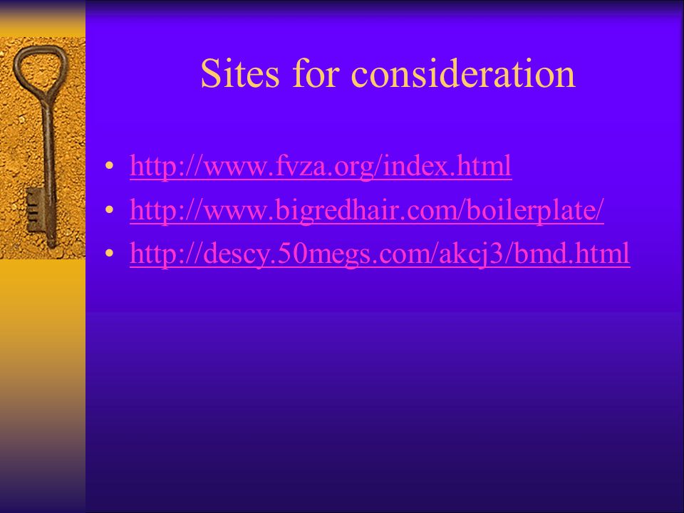 Sites for consideration