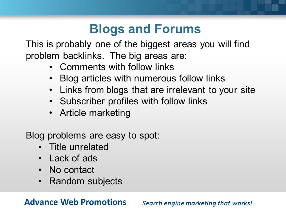 Advance Web Promotions Blogs and Forums Search engine marketing that works.