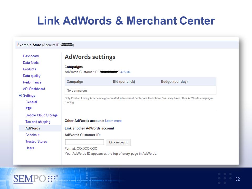 Link AdWords & Merchant Center 32
