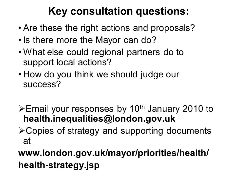 Key consultation questions: Are these the right actions and proposals.