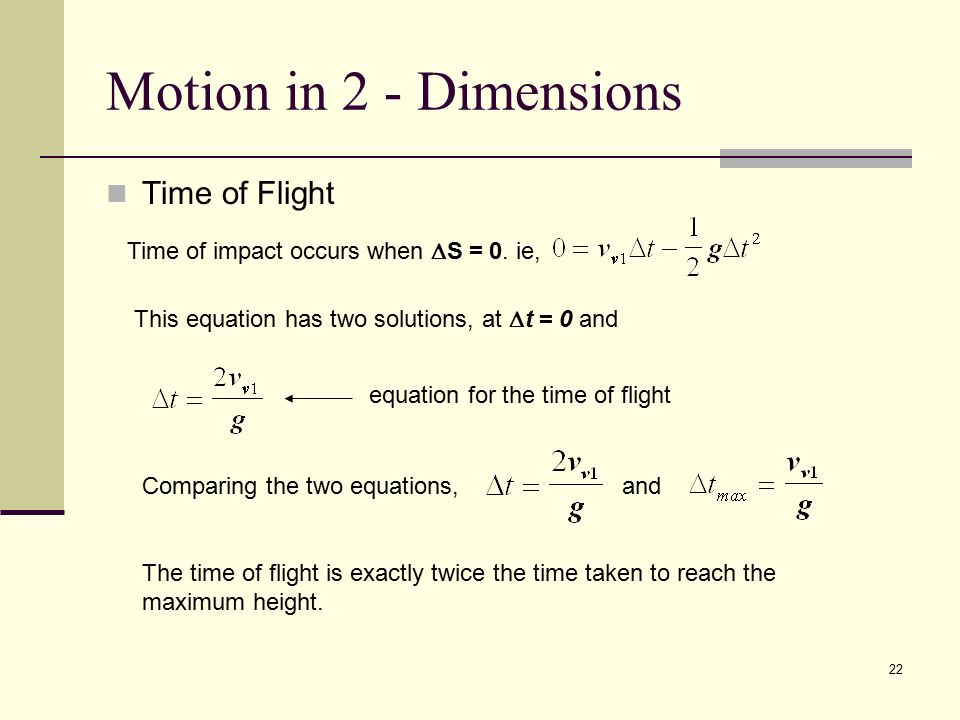 1 Sace Stage 2 Physics Motion In Dimensions 22 Motion In 2 Dimensions Time Of Flight Impact Occurs When S