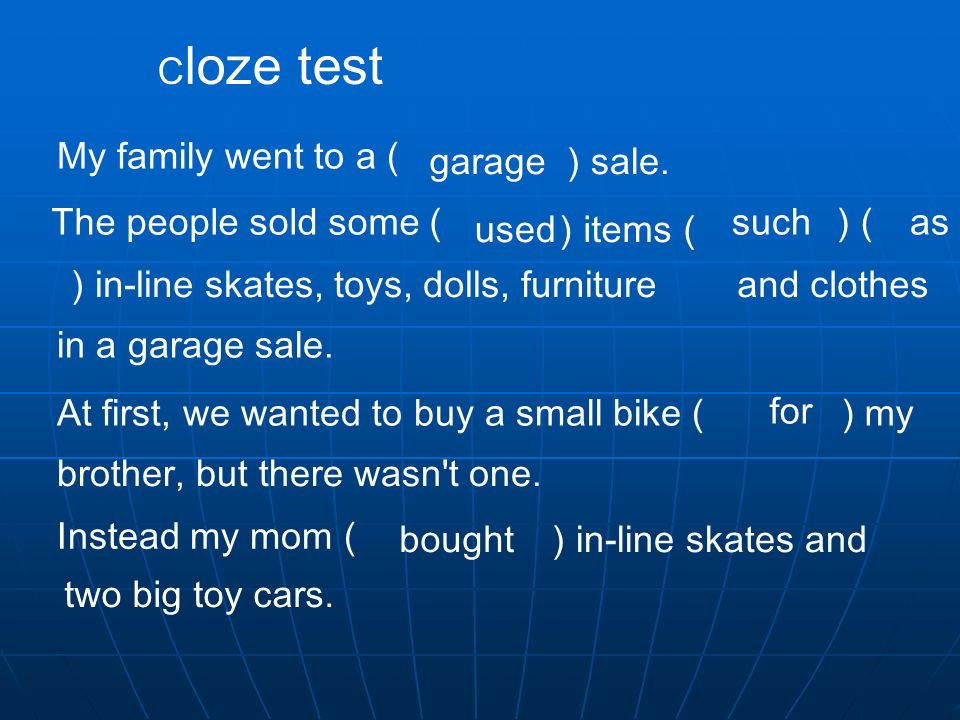 summary My family went to a garage sale.