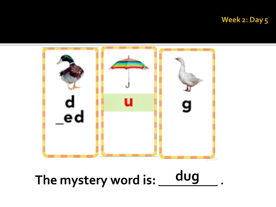 The mystery word is: _________. dug