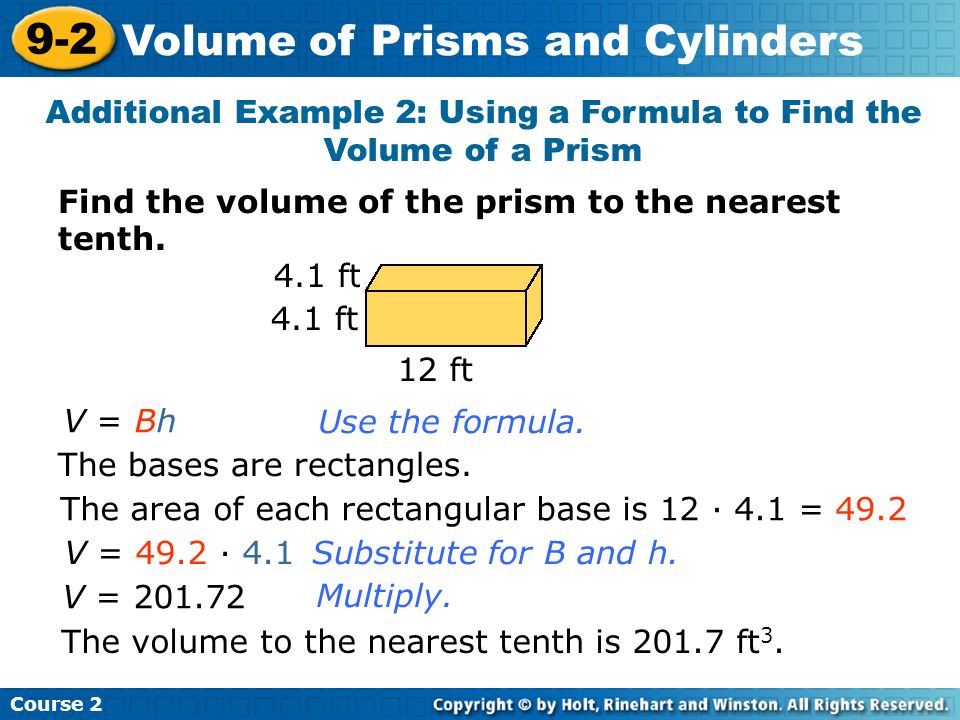 Find the volume of the prism to the nearest tenth.