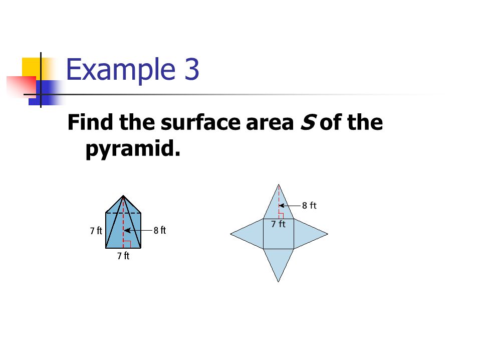 Example 3 Find the surface area S of the pyramid.