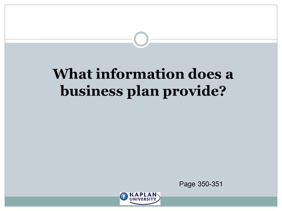 What information does a business plan provide Page