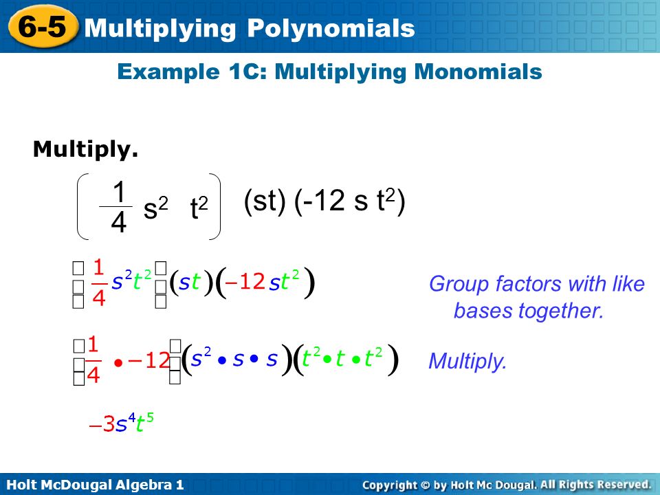 Holt Mcdougal Algebra Multiplying Polynomials 6 5 Holt Mcdougal Algebra 1 6 5 Multiplying Polynomials Multiply