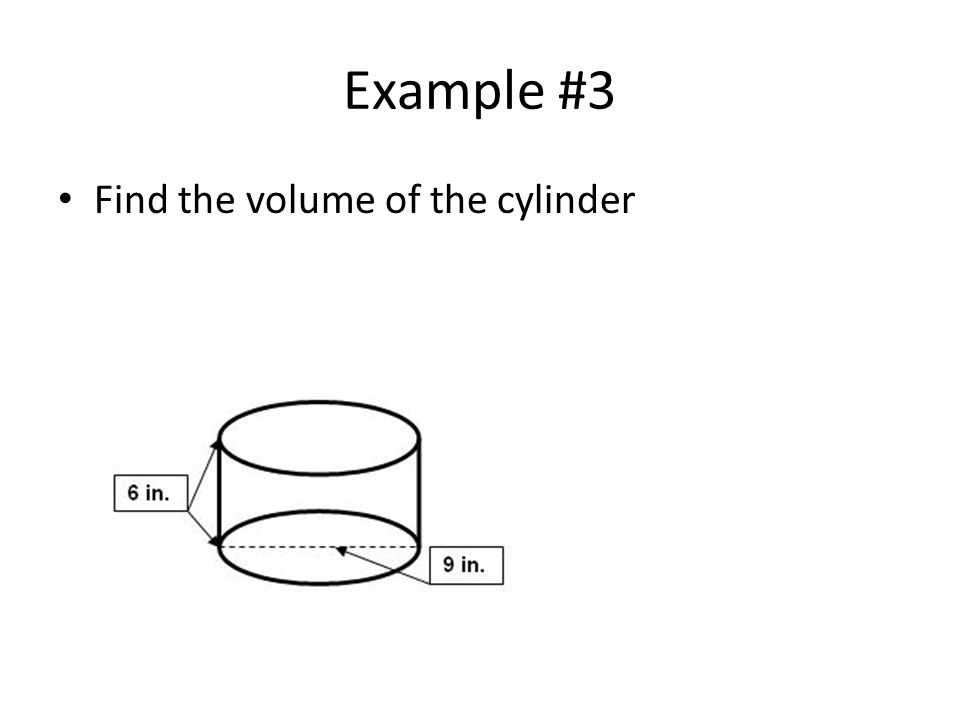 Example #3 Find the volume of the cylinder