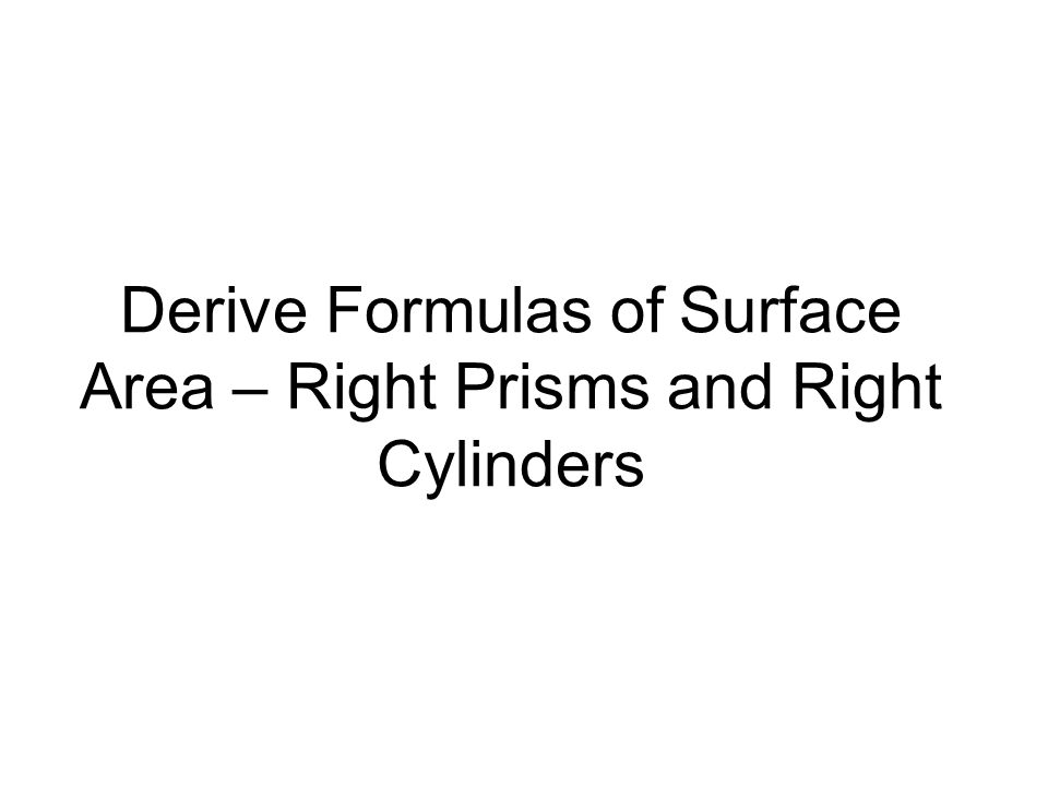 Derive Formulas of Surface Area – Right Prisms and Right Cylinders