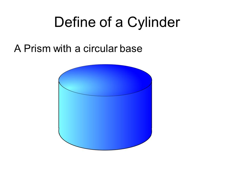 Define of a Cylinder A Prism with a circular base