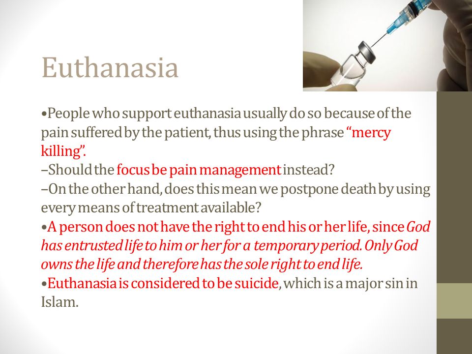 euthanasia related to 4 ethical principles General ethics ethical principles the right to life argument in the context of voluntary euthanasia has no ethical merit. euthanasia related to 4 ethical principles General ethics ethical principles the right to life argument in the context of voluntary euthanasia has no ethical merit.